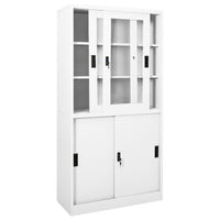 Thumbnail for Büroschrank mit Schiebetüren Weiß 90x40x180 cm Stahl