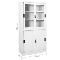 Thumbnail for Büroschrank mit Schiebetüren Weiß 90x40x180 cm Stahl
