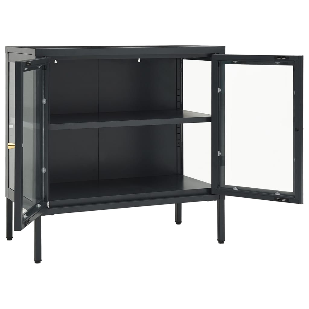 Sideboard Anthrazit 70x35x70 cm Stahl und Glas