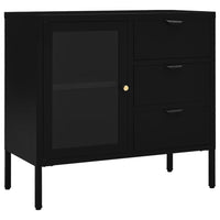 Thumbnail for Sideboard Schwarz 75x35x70 cm Stahl und Hartglas