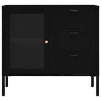 Thumbnail for Sideboard Schwarz 75x35x70 cm Stahl und Hartglas