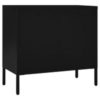 Thumbnail for Sideboard Schwarz 75x35x70 cm Stahl und Hartglas