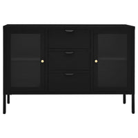 Thumbnail for Sideboard Schwarz 105x35x70 cm Stahl und Hartglas