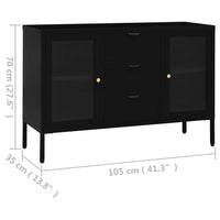 Thumbnail for Sideboard Schwarz 105x35x70 cm Stahl und Hartglas