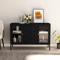 Thumbnail for Sideboard Schwarz 105x35x70 cm Stahl und Hartglas