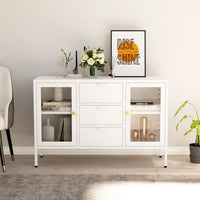 Thumbnail for Sideboard Weiß 105x35x70 cm Stahl und Hartglas
