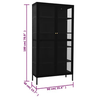 Thumbnail for Vitrine Schwarz 90x40x180 cm Stahl und Gehärtetes Glas