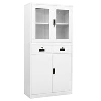 Thumbnail for Büroschrank Weiß 90x40x180 cm Stahl und Hartglas