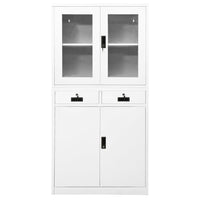 Thumbnail for Büroschrank Weiß 90x40x180 cm Stahl und Hartglas