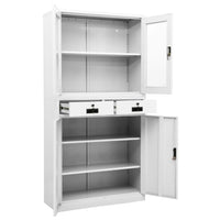 Thumbnail for Büroschrank Weiß 90x40x180 cm Stahl und Hartglas
