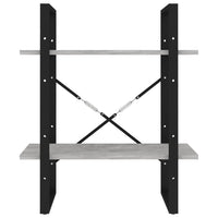 Thumbnail for Bücherregal 2 Fächer Betongrau 60x30x70 cm Holzwerkstoff