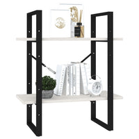 Thumbnail for Bücherregal 2 Böden Weiß 60x30x70 cm Massivholz Kiefer