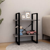 Thumbnail for Bücherregal 2 Böden Grau 60x30x70 cm Massivholz Kiefer