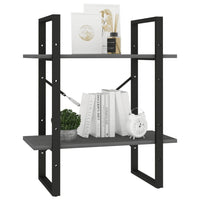 Thumbnail for Bücherregal 2 Böden Grau 60x30x70 cm Massivholz Kiefer