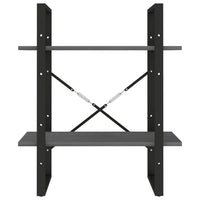 Thumbnail for Bücherregal 2 Böden Grau 60x30x70 cm Massivholz Kiefer