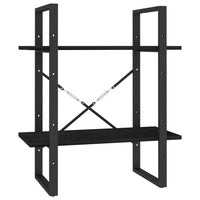 Thumbnail for Bücherregal 2 Böden Schwarz 60x30x70 cm Massivholz Kiefer