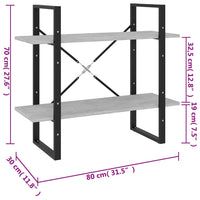 Thumbnail for Bücherregal 2 Fächer Betongrau 80x30x70 cm Holzwerkstoff