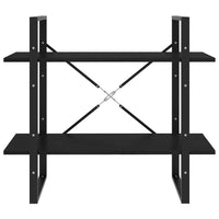 Thumbnail for Bücherregal 2 Böden Schwarz 80x30x70 cm Massivholz Kiefer