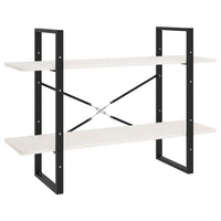 Thumbnail for Bücherregal 2 Böden Weiß 100x30x70 cm Massivholz Kiefer