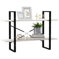 Thumbnail for Bücherregal 2 Böden Weiß 100x30x70 cm Massivholz Kiefer