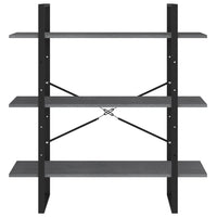 Thumbnail for Bücherregal 3 Böden Grau 100x30x105 cm Massivholz Kiefer