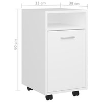 Thumbnail for Beistellschrank mit Rollen Weiß 33x38x60 cm Holzwerkstoff