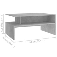 Thumbnail for Couchtisch Betongrau 90x60x42,5 cm Holzwerkstoff