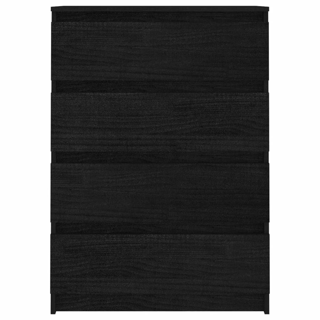 Beistellschrank Schwarz 60x36x84 cm Massivholz Kiefer