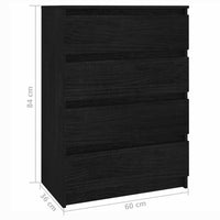 Thumbnail for Beistellschrank Schwarz 60x36x84 cm Massivholz Kiefer