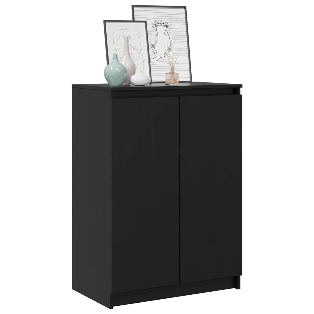 Sideboard Schwarz 60x36x84 cm Massivholz Kiefer