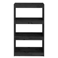 Thumbnail for Bücherregal/Raumteiler Schwarz 60x30x103,5 cm Massivholz Kiefer