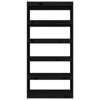 Thumbnail for Bücherregal/Raumteiler Schwarz 80x30x167,4 cm Massivholz Kiefer