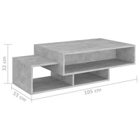 Thumbnail for Couchtisch Betongrau 105x55x32 cm Holzwerkstoff