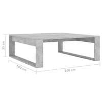 Thumbnail for Couchtisch Betongrau 100x100x35 cm Holzwerkstoff