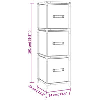 Thumbnail for Lagerschrank mit 3 Stoff-Schubladen Grau 34x34x101 cm Stahl