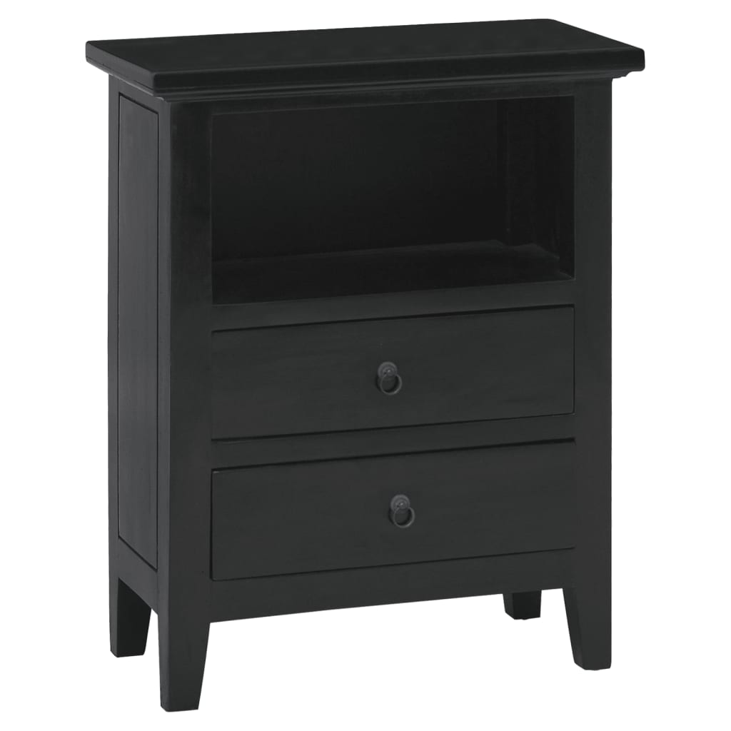 Nachttisch Schwarz 60x30x75 cm Massivholz Mahagoni
