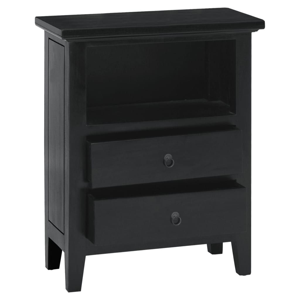 Nachttisch Schwarz 60x30x75 cm Massivholz Mahagoni