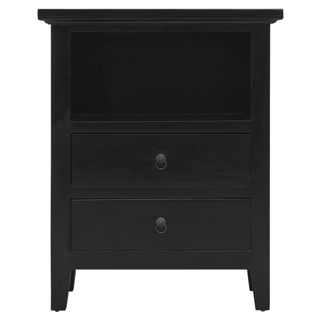 Nachttisch Schwarz 60x30x75 cm Massivholz Mahagoni