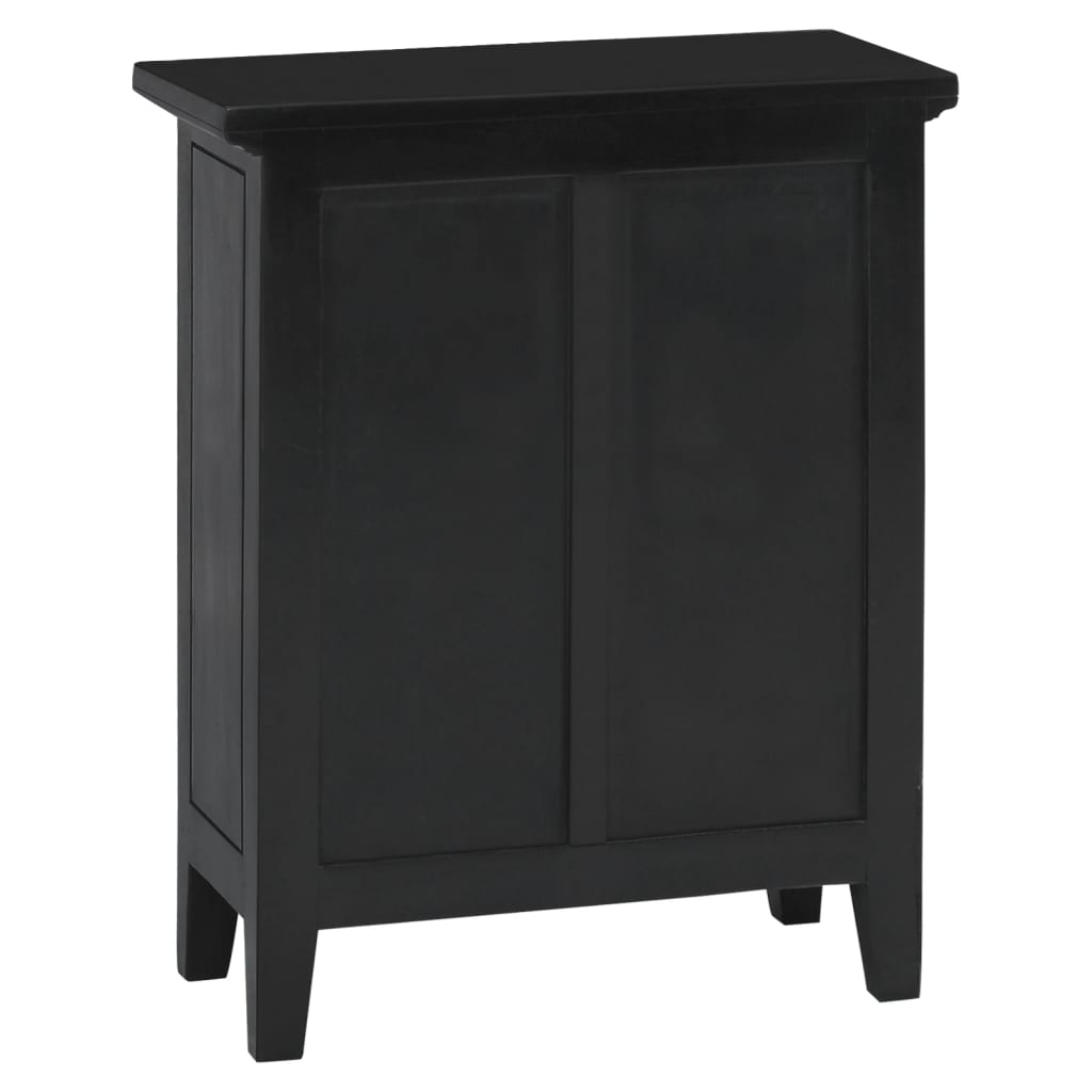 Nachttisch Schwarz 60x30x75 cm Massivholz Mahagoni