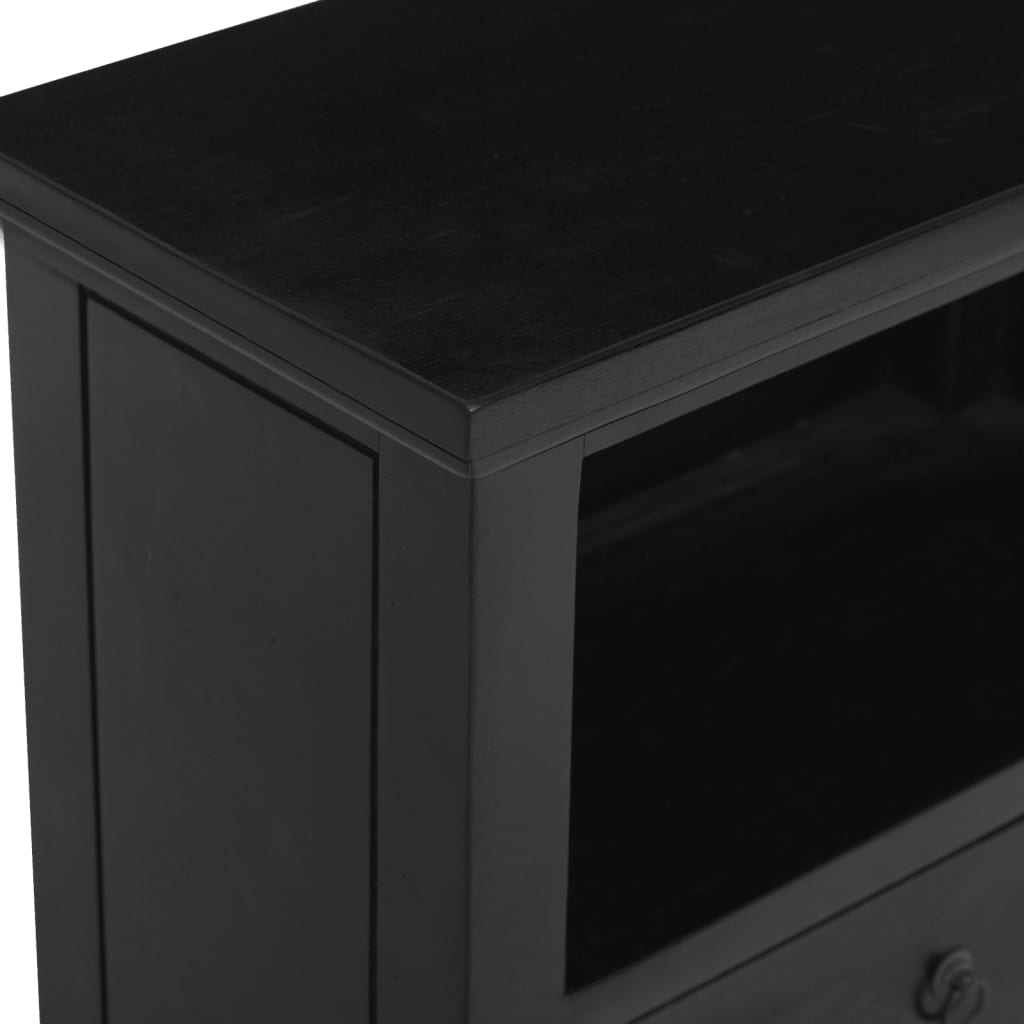 Nachttisch Schwarz 60x30x75 cm Massivholz Mahagoni