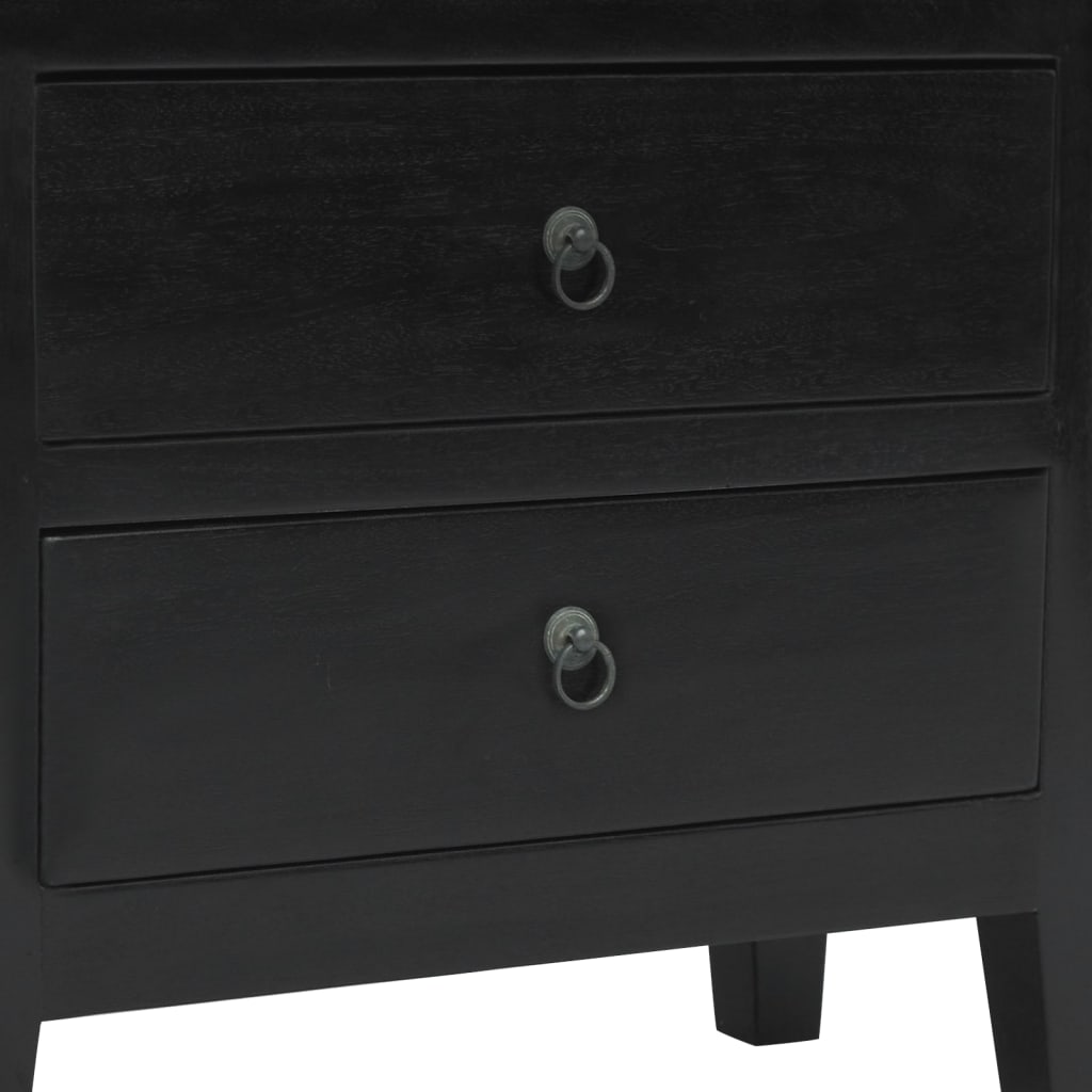 Nachttisch Schwarz 60x30x75 cm Massivholz Mahagoni