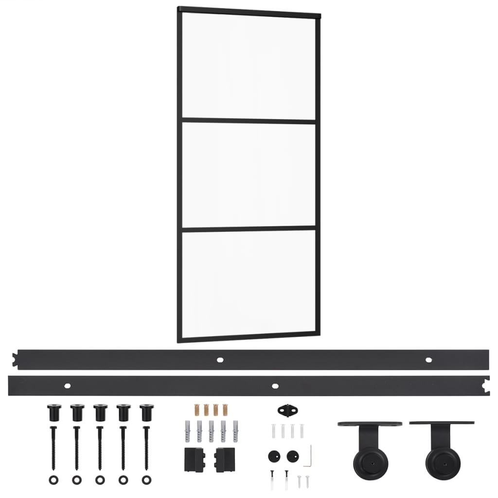 Schiebetür mit Beschlag ESG-Glas & Aluminium 90x205 cm