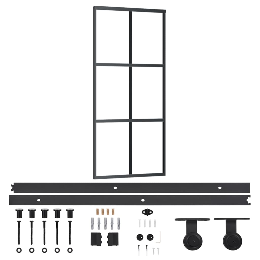 Schiebetür mit Beschlag ESG-Glas & Aluminium 90x205 cm