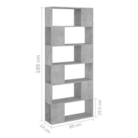 Thumbnail for Bücherregal Raumteiler Betongrau 80x24x186 cm Holzwerkstoff