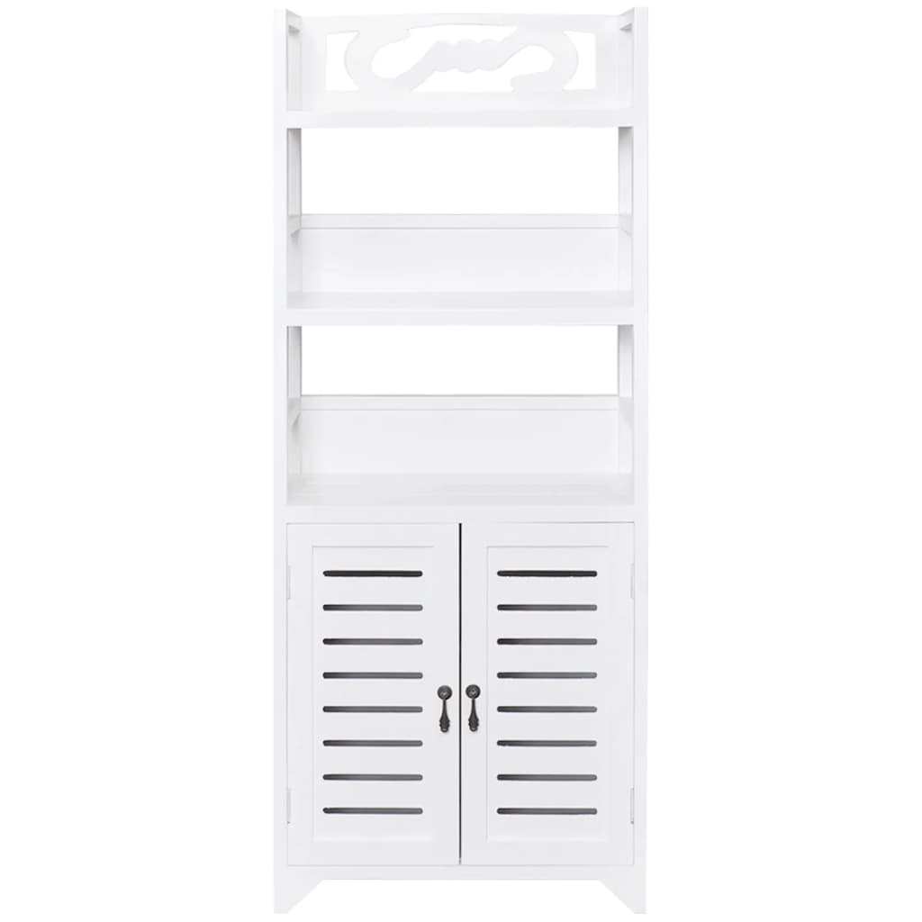 Vitrinenschrank Weiß 46x24x140 cm Massivholz Paulownia