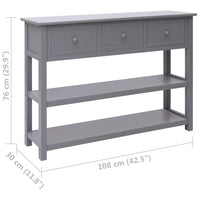 Thumbnail for Sideboard Grau 108x30x76 cm Massivholz Paulownia