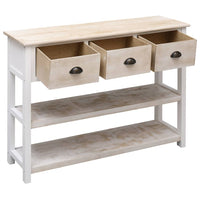 Thumbnail for Sideboard Weiß und Braun 108x30x76 cm Massivholz Paulownia