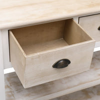 Thumbnail for Sideboard Weiß und Braun 108x30x76 cm Massivholz Paulownia