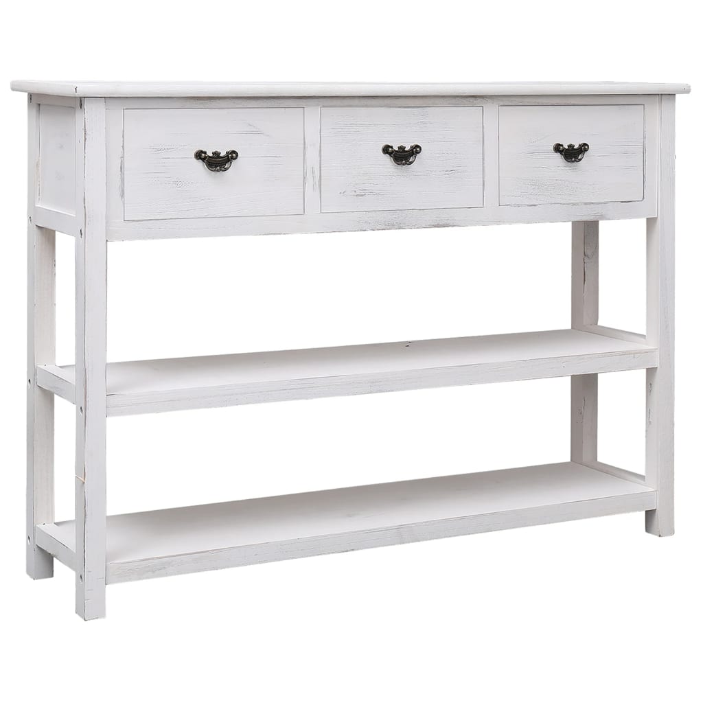 Sideboard Antik-Weiß 108x30x76 cm Massivholz Paulownia