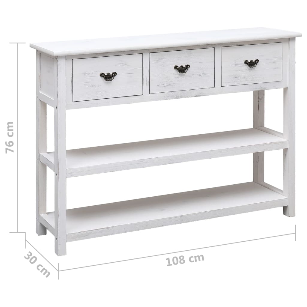 Sideboard Antik-Weiß 108x30x76 cm Massivholz Paulownia